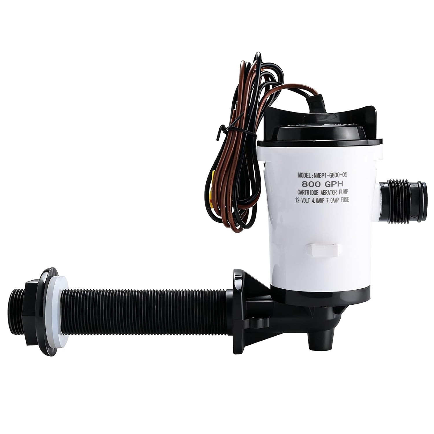 12V 800GPH Submersible Livewell Pump Aerator for Live Bait Tank Boat 4.0A