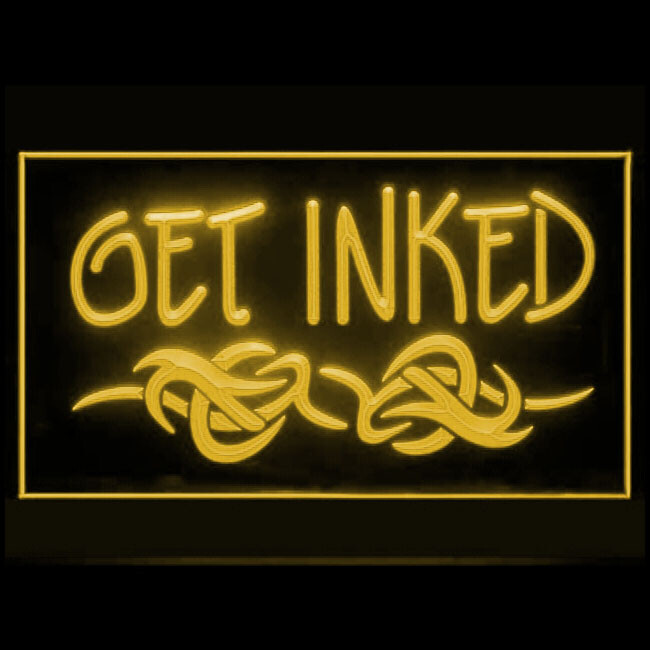 100010 Get Inked Tattoo Piercing Studio Display LED Light Neon Sign
