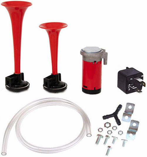 Megatronix AH2 12V 118db Dual Trumpet Freight Train Tone Air Horn W/ Compressor
