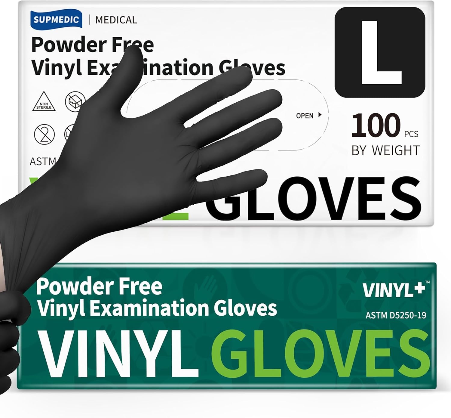 Vinyl Disposable Ex Gloves, Bla 4Mil Powder-Latex-Medical