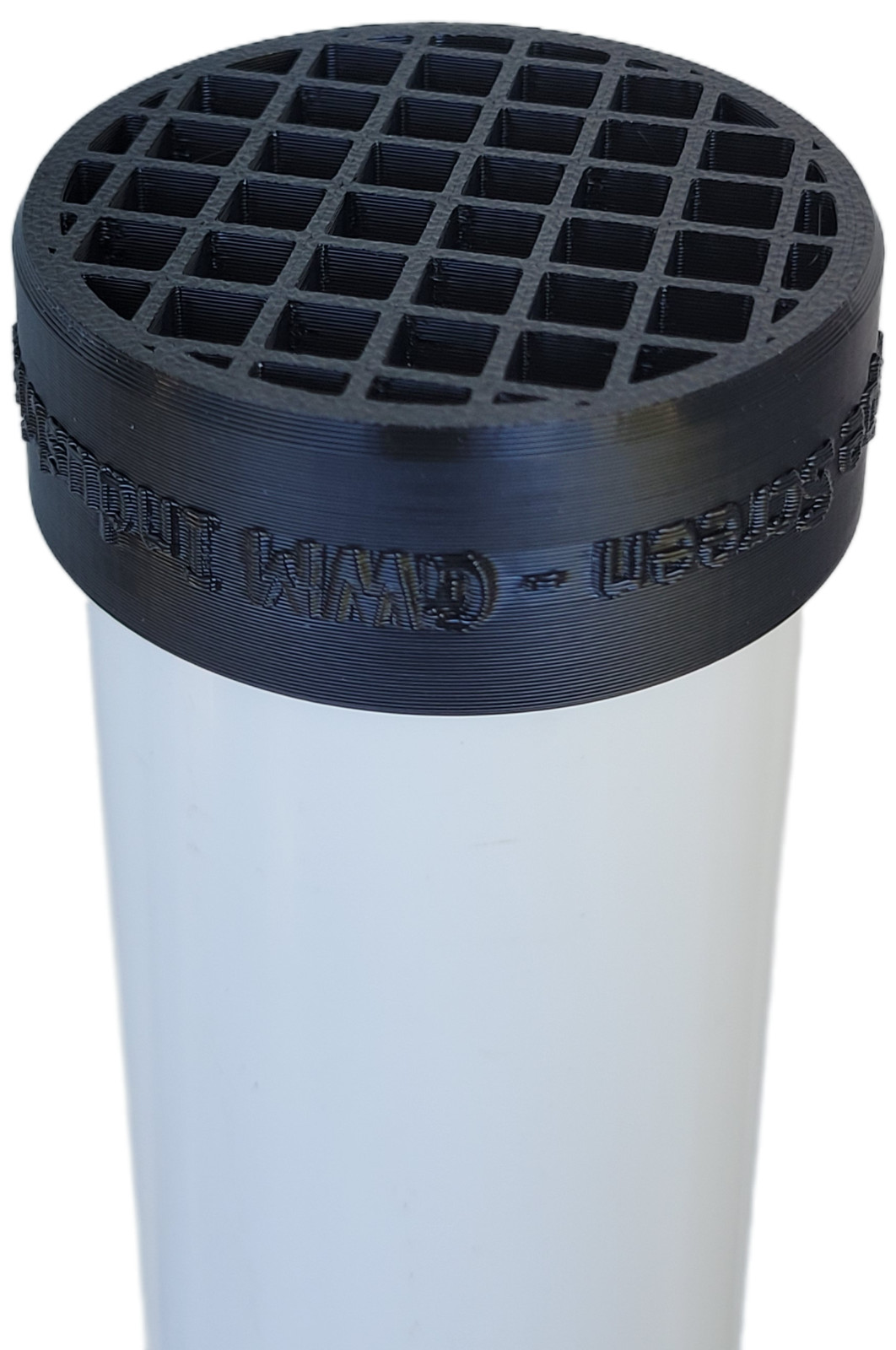 Black 8" ABS Pipe End Cap with Integral Screen for Socket Fit on 8-5/8" OD Pipe