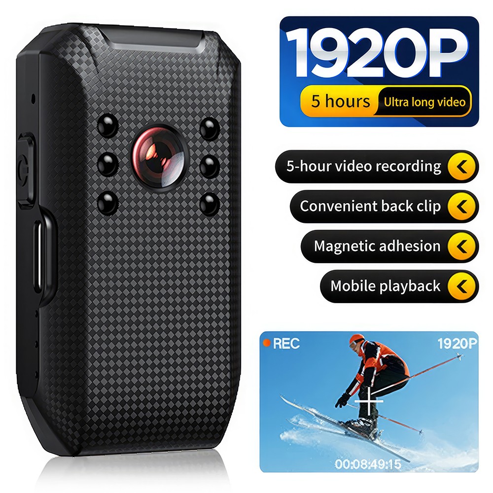 Body Camera 1080P Audio Video DVR IR Night Vision Cam HD with Free 64GB SD Card