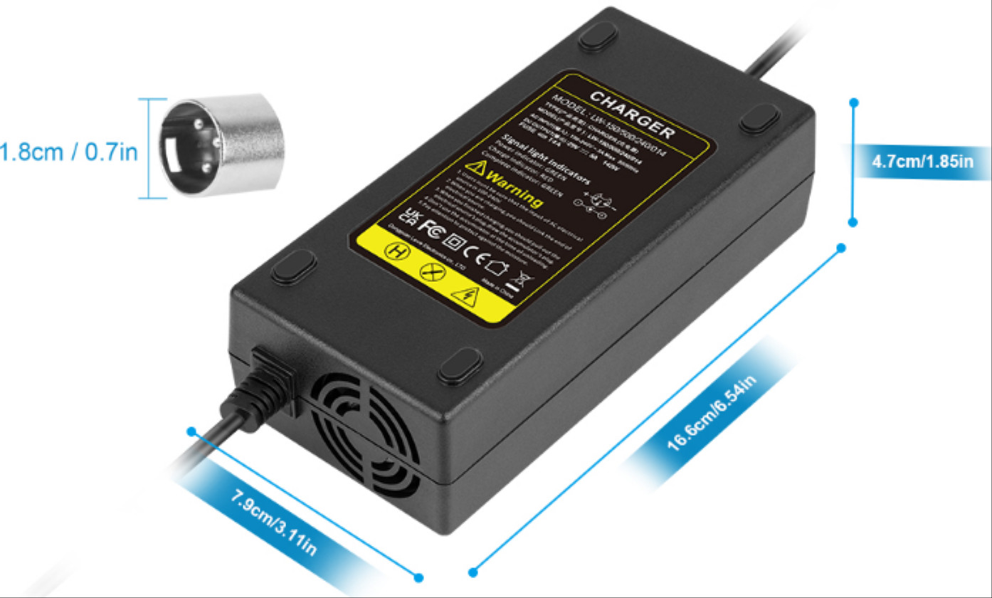 24V 5A/2A 3-Pin Male XLR Battery Charger for Jazzy Power Chair, Drive Medical,.