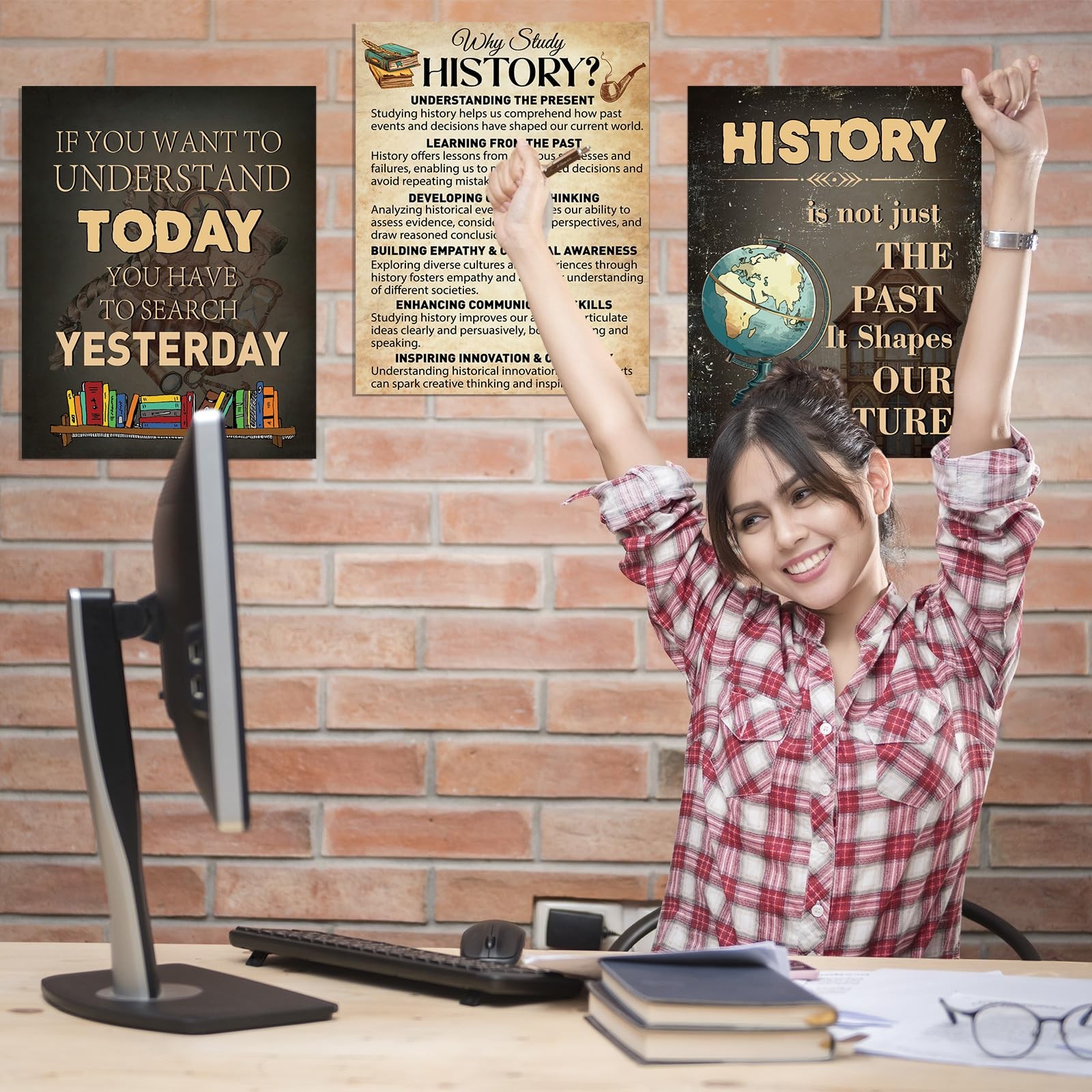 9 Pack Social Studies Classroom Decorations History Posters for Elementary, C