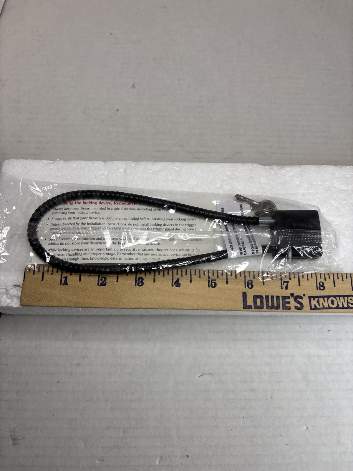 Ruger Cable Locking Safety Device w Keys & Instructions. Sealed.