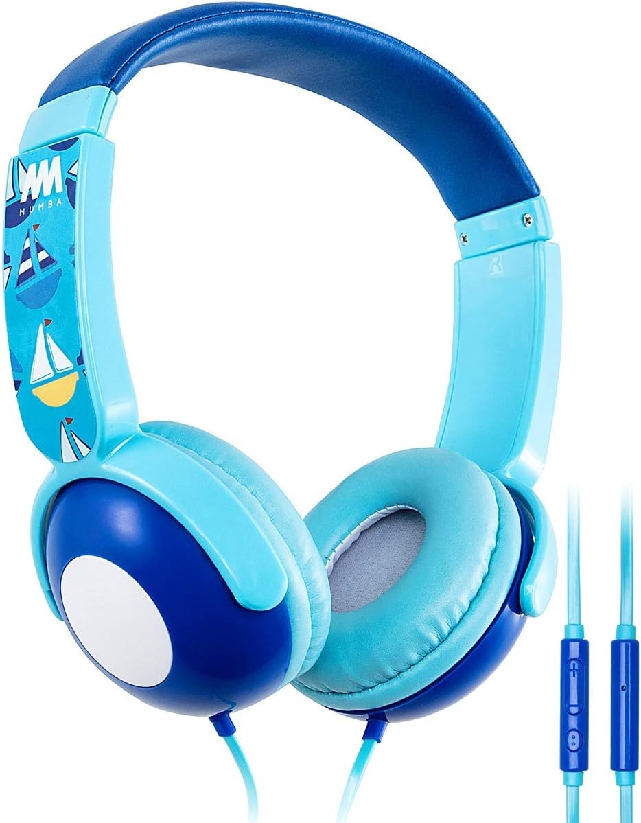 Mumba Kids Headphones Volume Over Ear Headphones W/ Microphone Airplane Headset