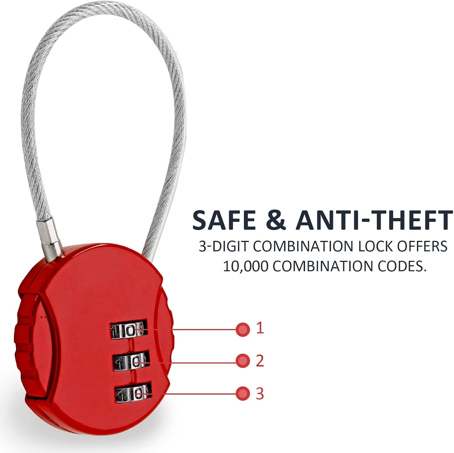 Litoexpe 6 Pcs Combination Lock, 3 Digit Outdoor Waterproof Padlock Code Lock Ca