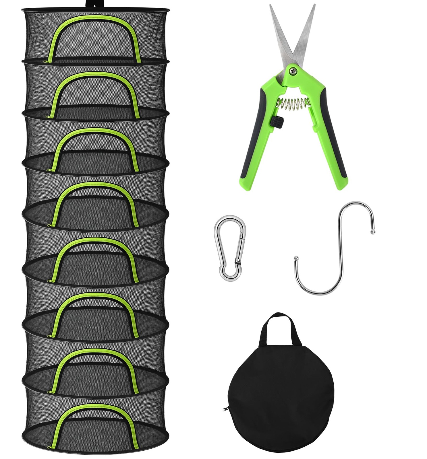 BRIVADO Herb Drying Rack Hanging Mesh 8 Layer 24" with Zipper, Garden Pruning