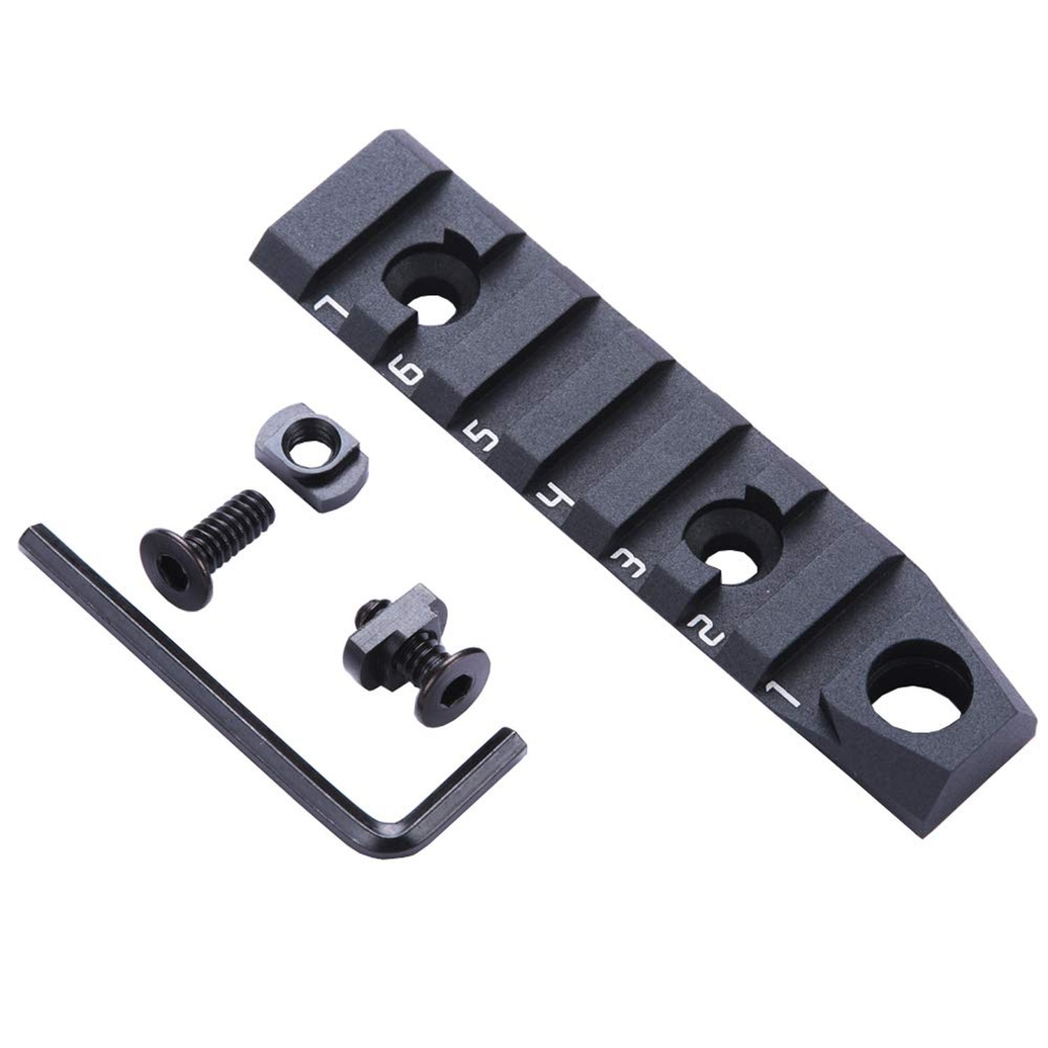 TuFok 7-Slot Alumimun Picatinny Rail for Mlock - Thin 0.37in Height Rail Sect...