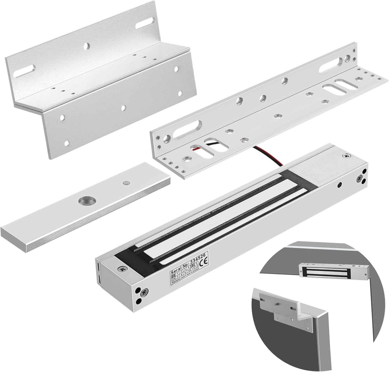 Lnrueg Electromagnetic Lock with ZL Brackets, Waterproof Electric Magnetic Door