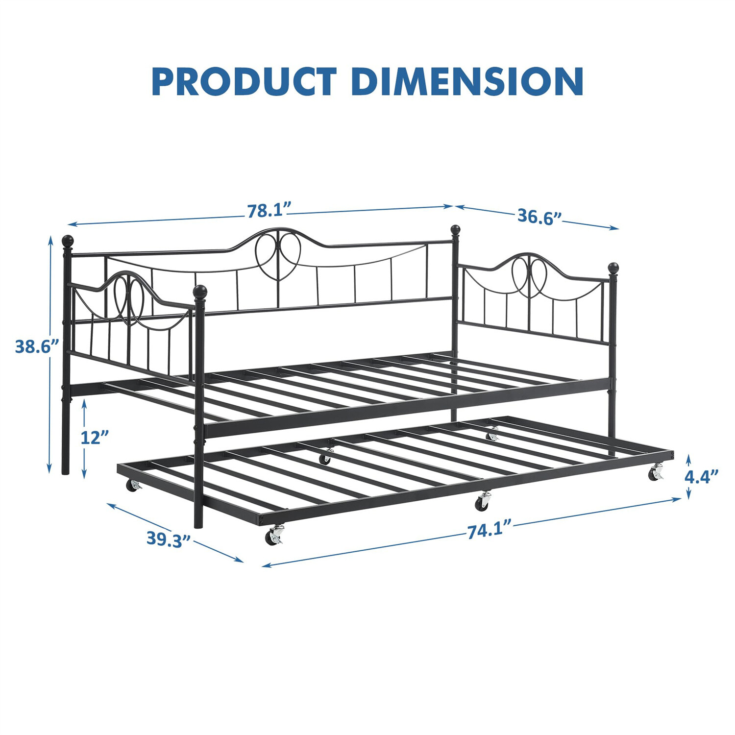 Sofa Bed Daybed and Trundle Twin Daybed with Pull Out Trundle Platform Bed Frame
