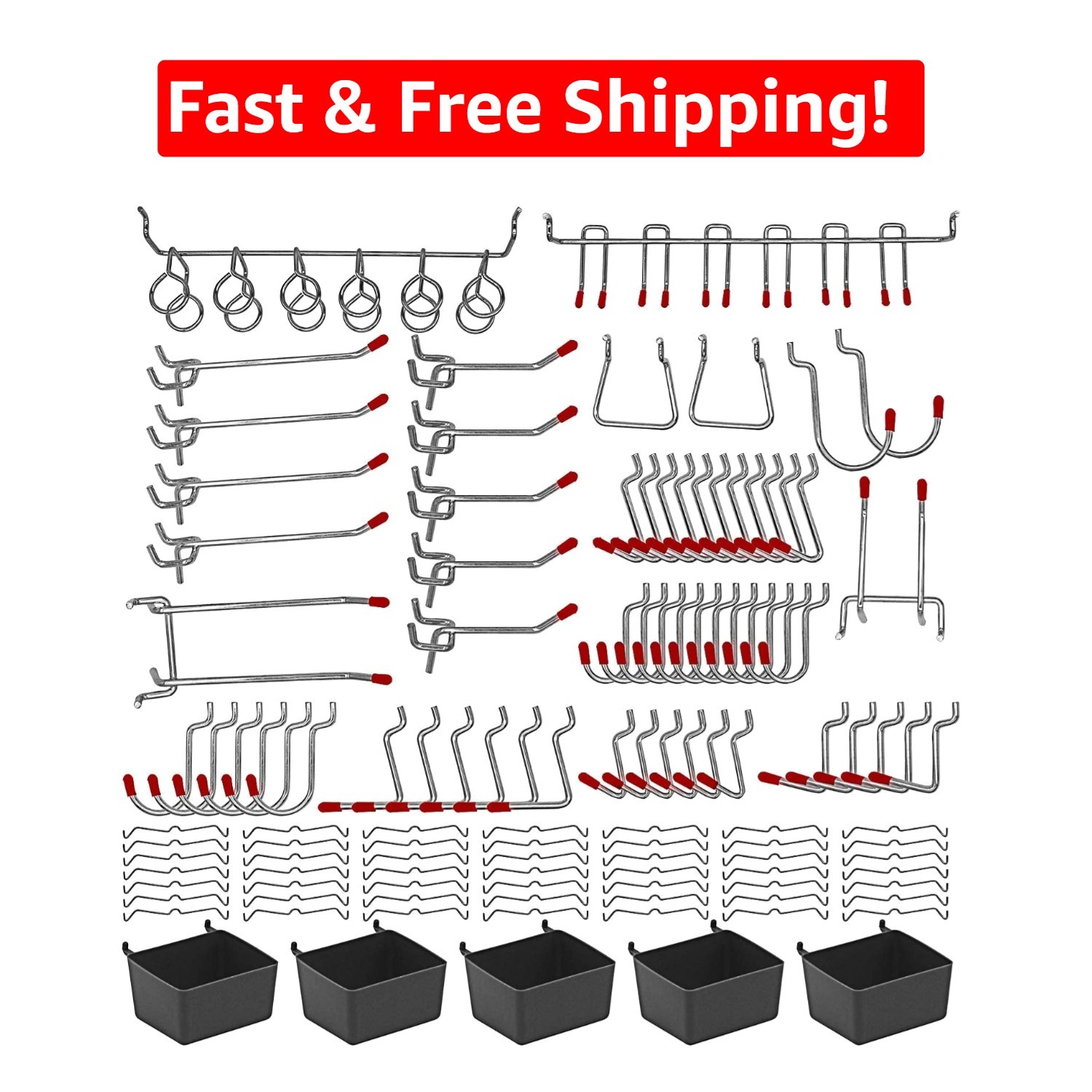 Versatile 114 pcs Pegboard Hooks with Locking Feature - Perfect for Tool Storage