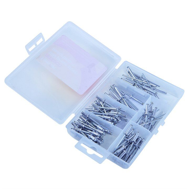 100pc Assorted Sized Rivets Hand Air Pop Blind Head Steel Shank Aluminium 6.3-16