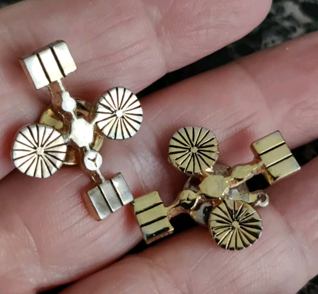 Tie Tack Tac Lot Of 2 Vintage Space Satellite W Chain