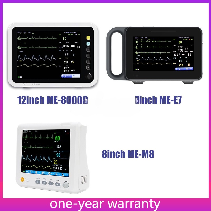 7/8/12 Inch ICU CCU Vital Signs Monitor, ECG NIBP SPO2 PR RESP TEMP