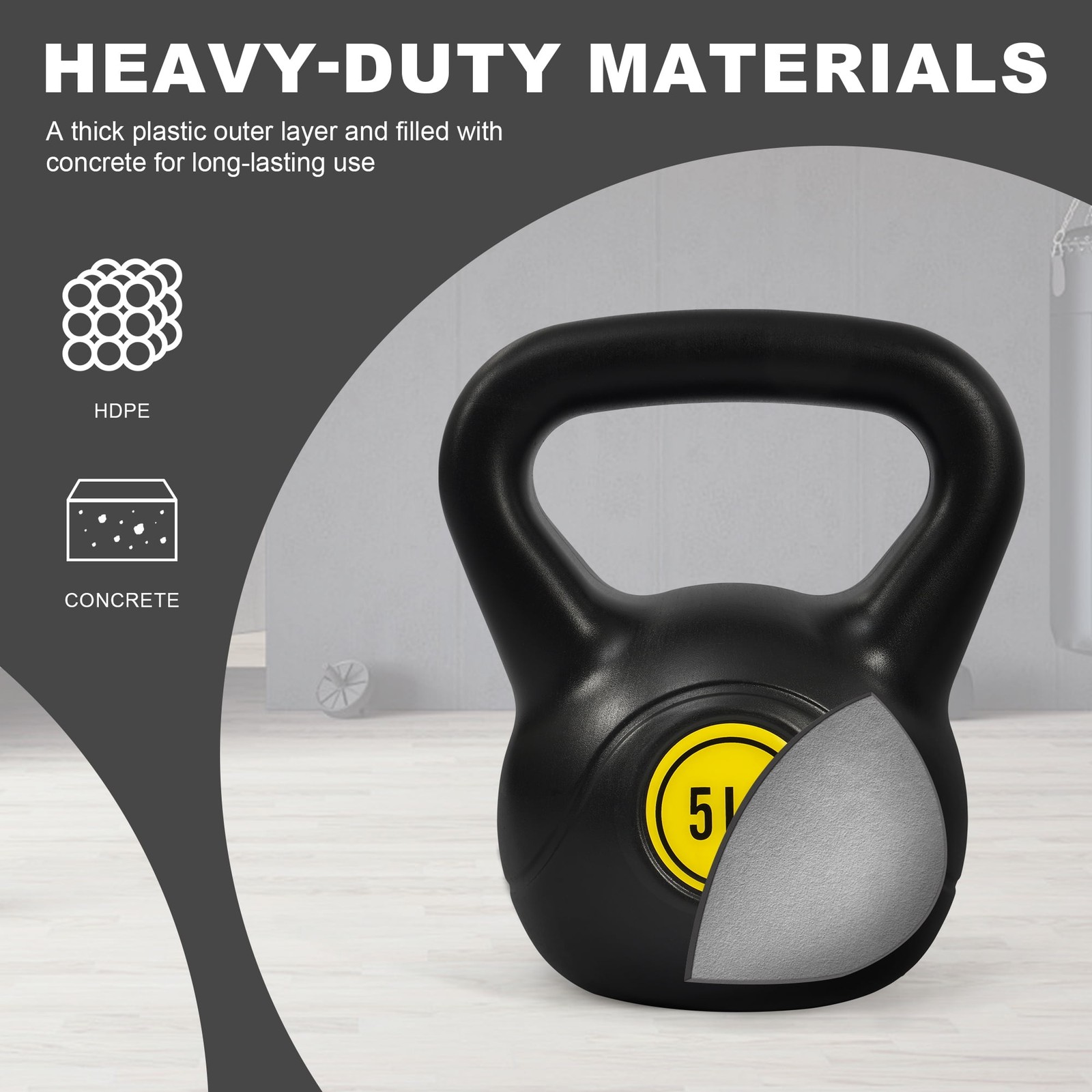 BalanceFrom 5 10 15lbs Wide Grip Kettlebell, Black