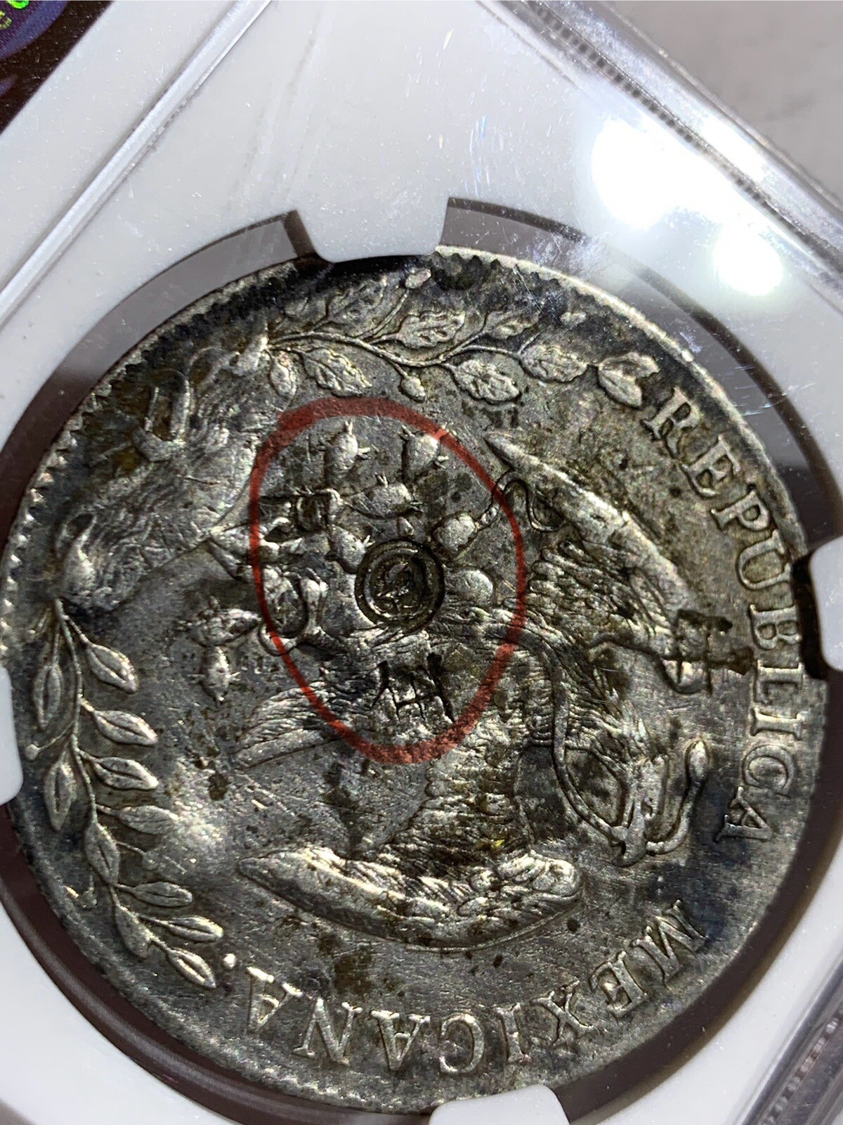 1894 MO MEXICO 8 REALES SILVER COIN WITH CHINESE CHOPMARK NGC GRADED