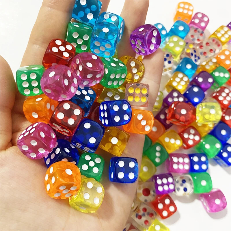 10Pcs High Quality 16mm Multi Color Six Sided Spot D6 Playing Games Dice
