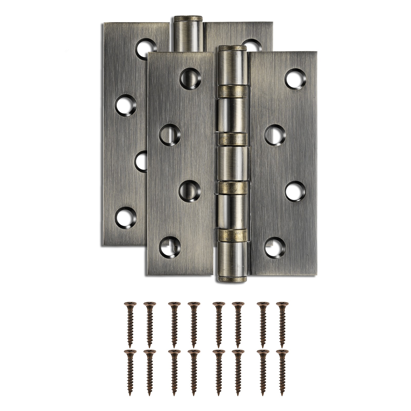 2Pcs 4.5"x3.4"x0.12" Door Hinges 8 Holes Non Symmetry Holes Layout Bronze