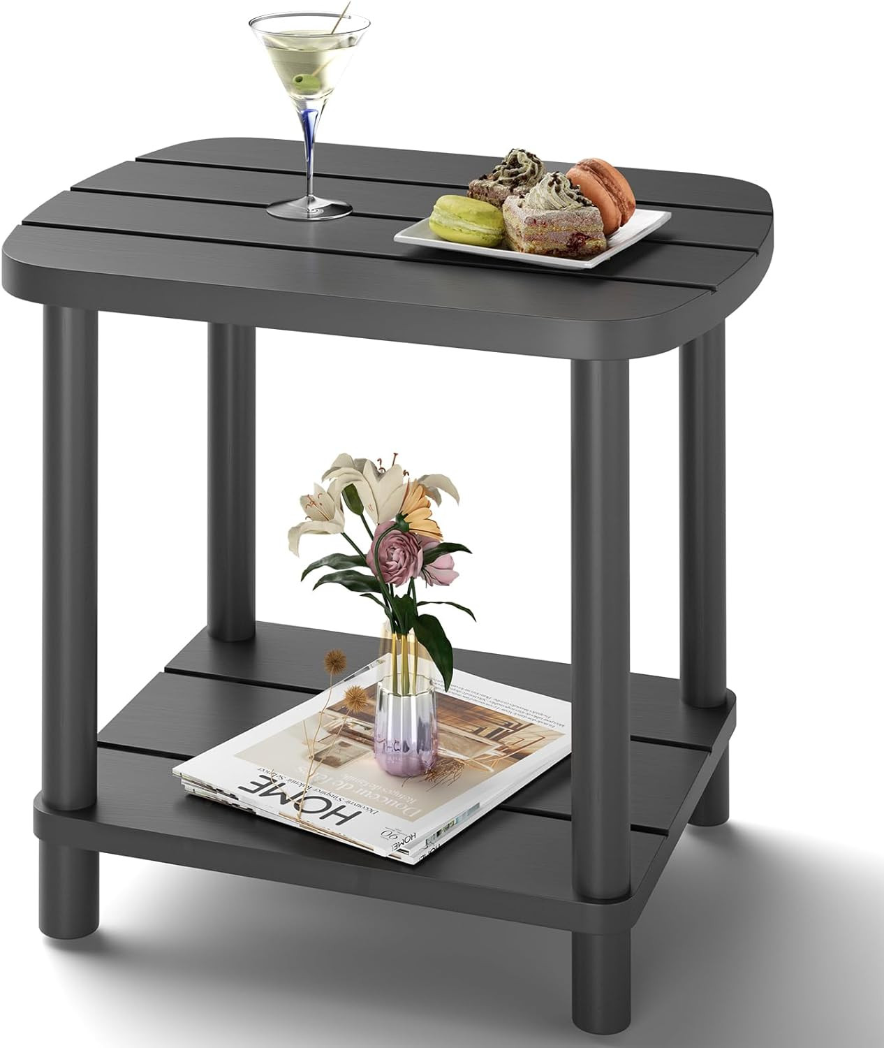 Outdoor Side Table, Outdoor Patio Table, Bamboo Small Patio End Tables for Pool