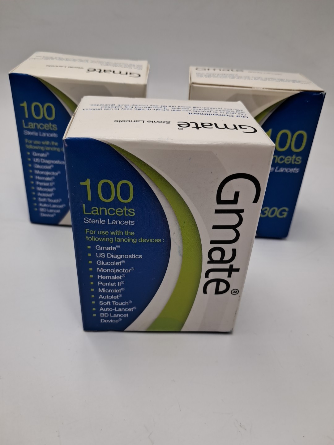 Gmate 100 Sterile Lancets 30G - Lot of 3 (300 Total) Expired 2020-21 SEALED
