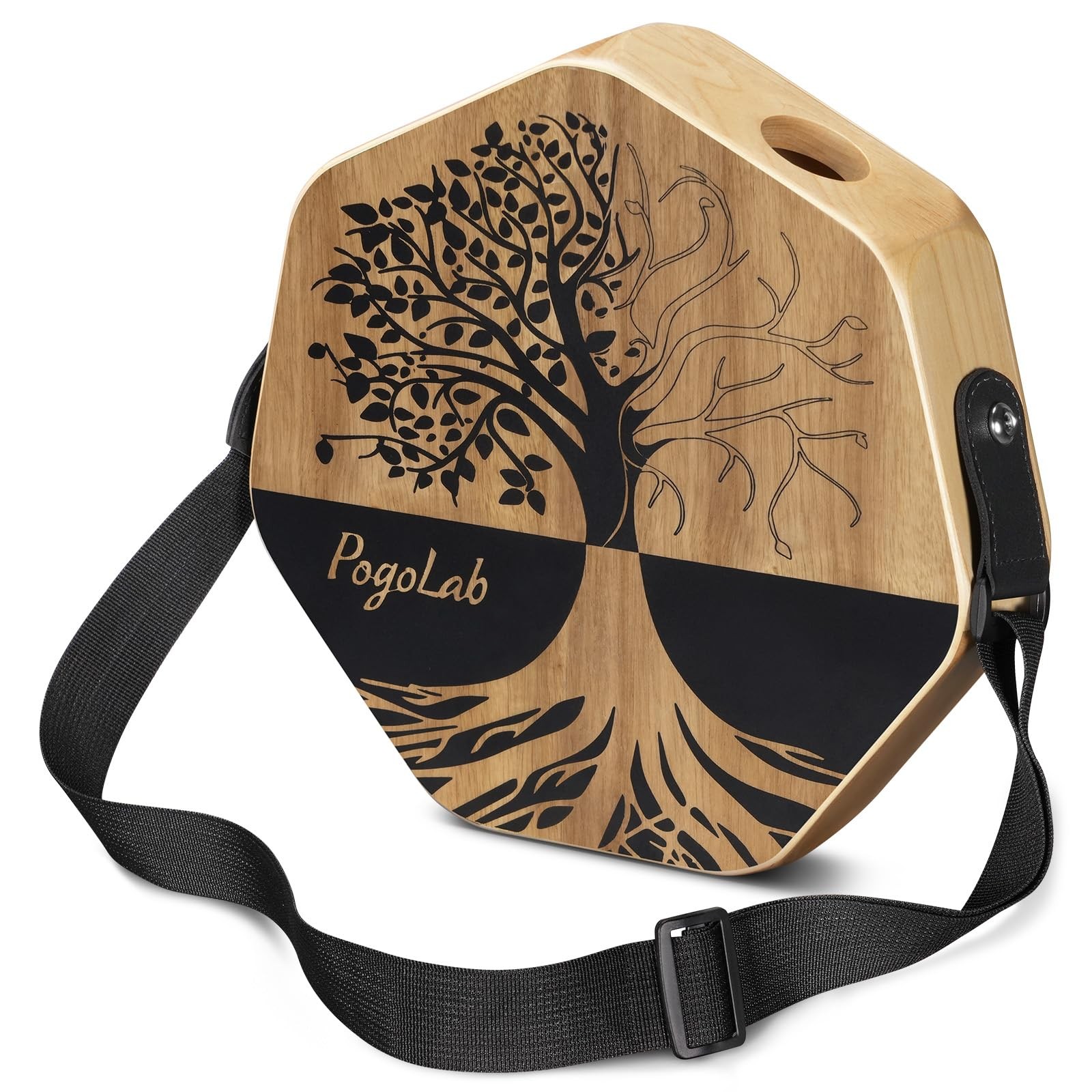 POGOLAB Three-tone Cajon, Portable Travel Drum Box with Adjustable Strap, Uni...