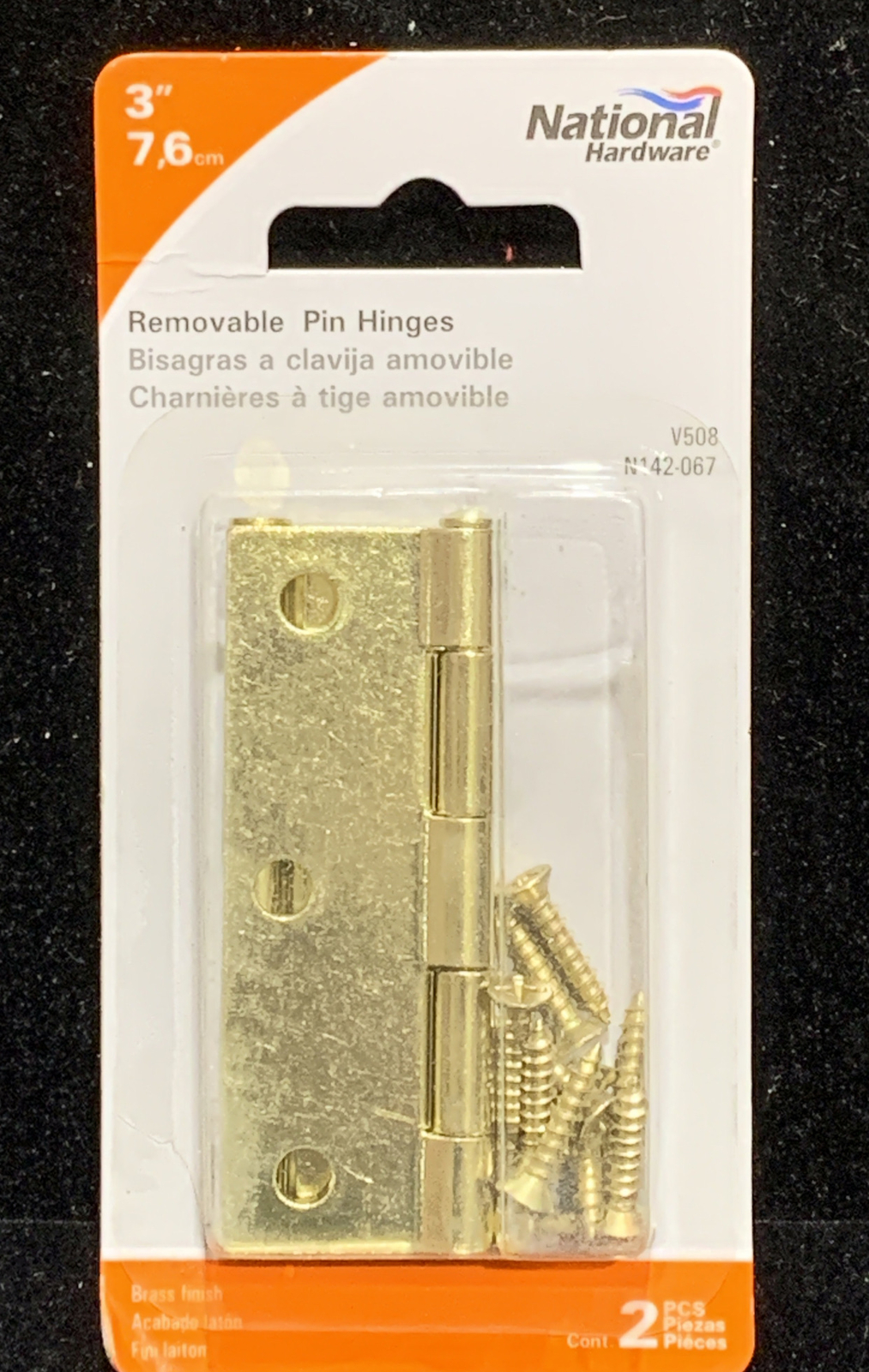 National Hardware N142-067 Brass Steel V508 Full Mortise Narrow Hinge 3”
