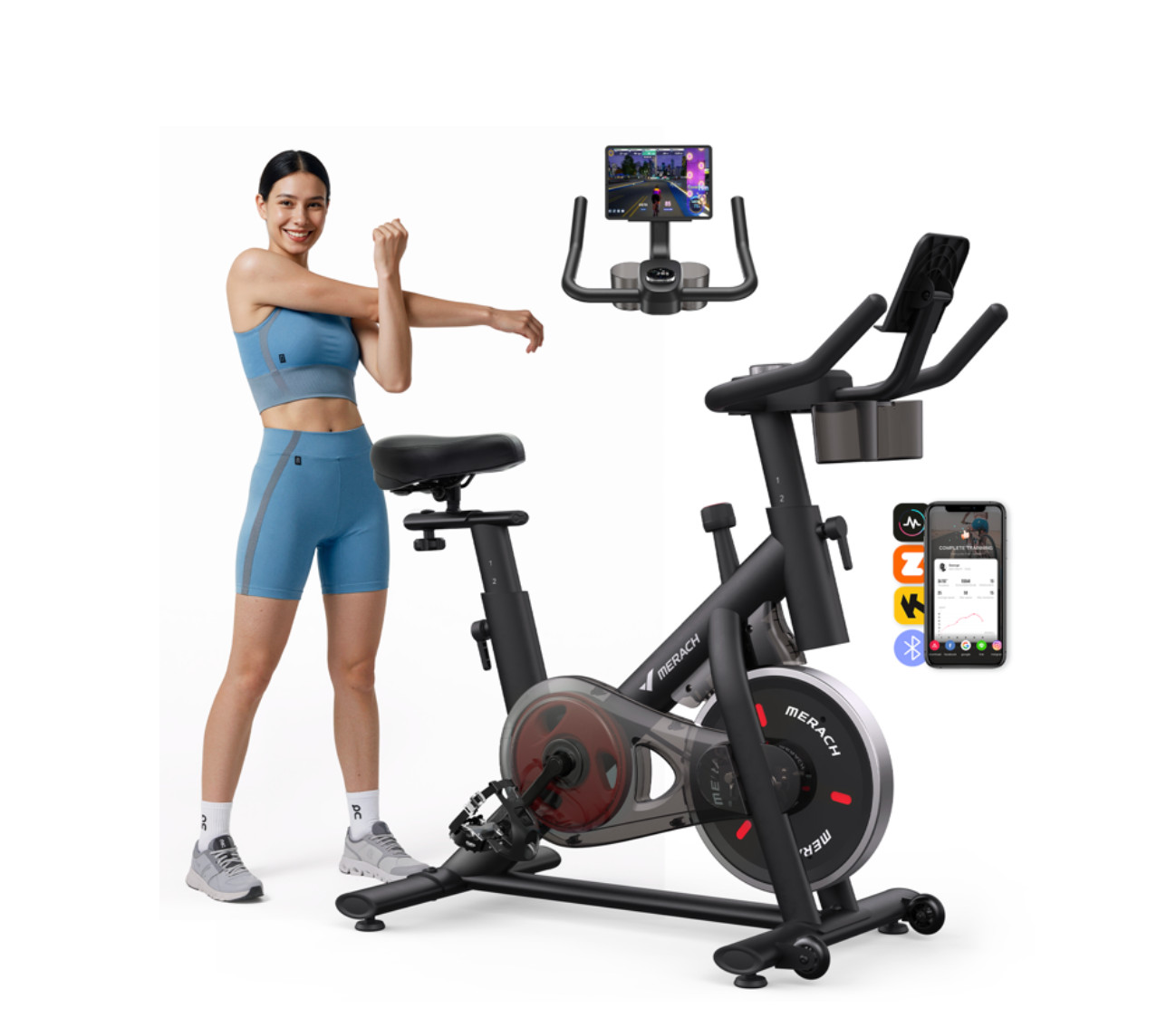 MERACH Stationary Exercise Bike Indoor Cycling Bike Quiet Belt Drive 300lb Capac