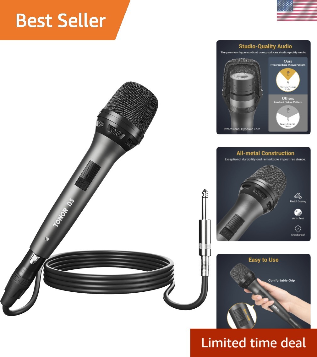 Studio-Quality Handheld Microphone with Low Noise & Sensitivity for Performers
