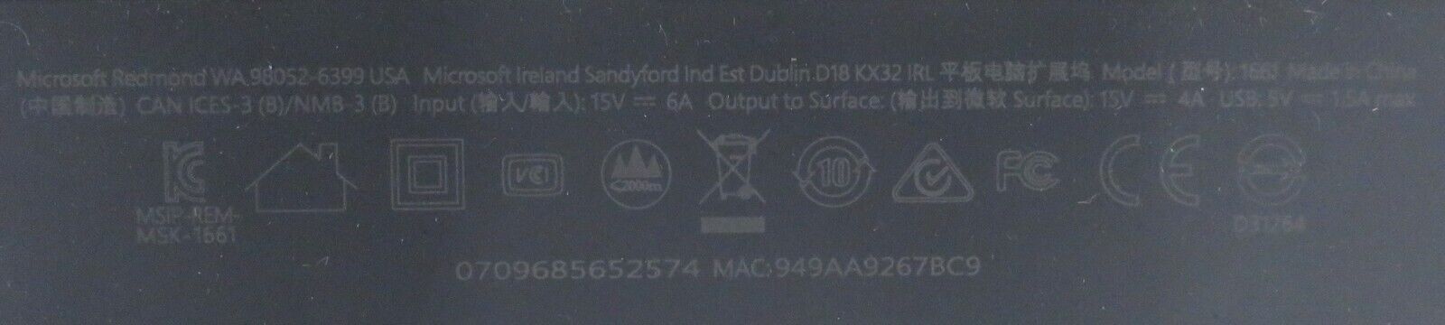 Microsoft Surface Docking Station 1661