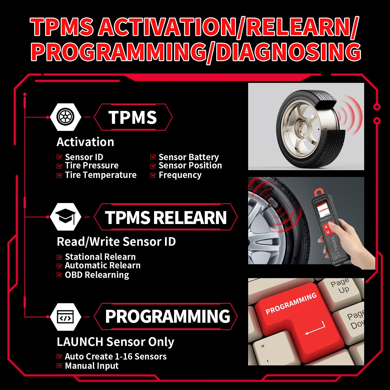 Launch X431 i-TPMS Tire Pressure Detector Handheld Terminator Used with Scanner