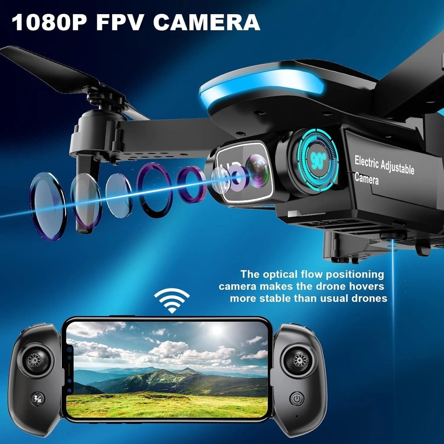 Adventure-Ready 1080P Drone - Stable Hover, Gravity Control & Wi-Fi Connect
