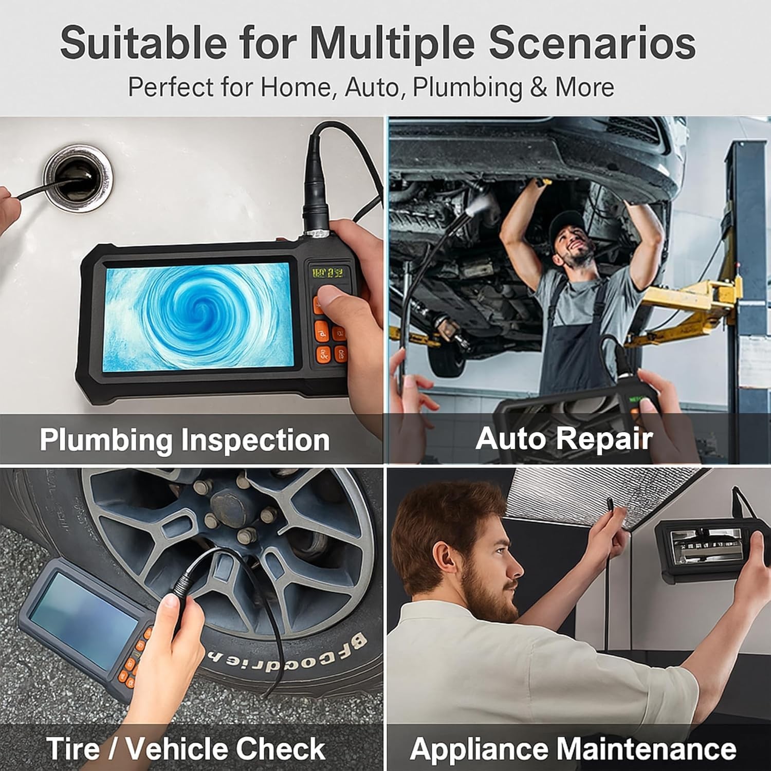 Inspection Endoscope Camera with Light, 1080P HD Borescope Camera with Light,...