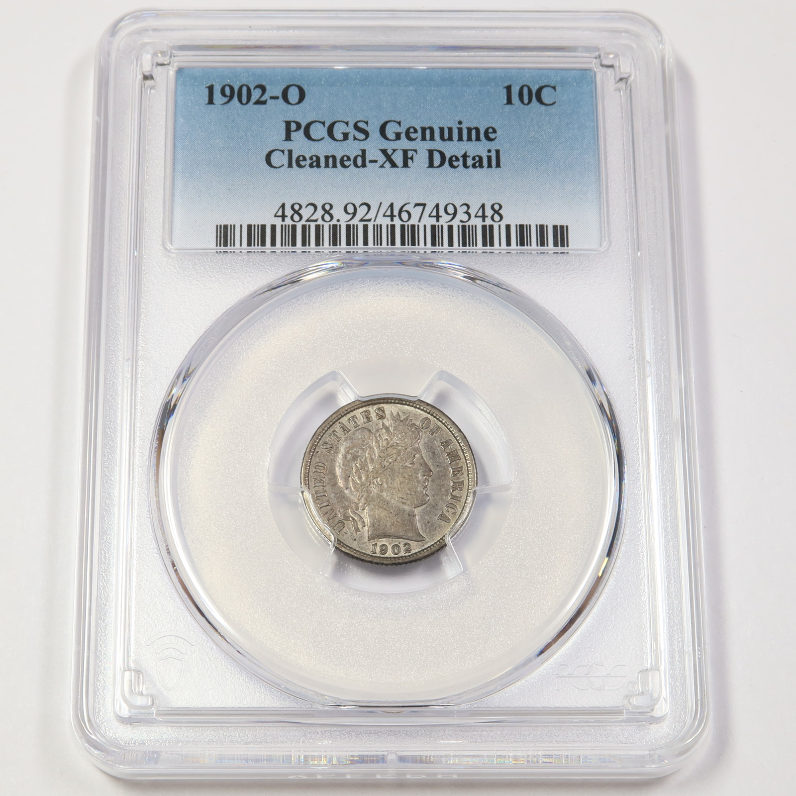 1902 O PCGS XF Detail - Silver Barber Dime US Coin #44855A