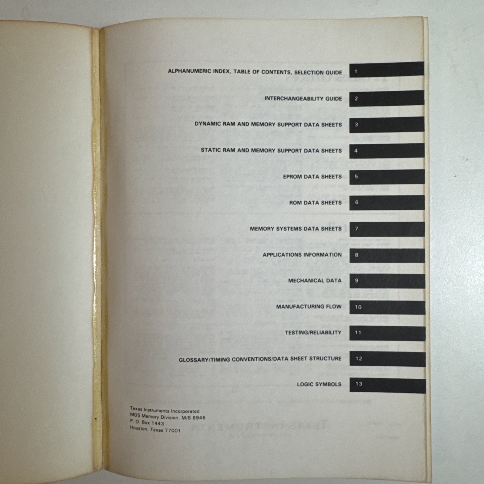 Texas Instruments - MOS Memory Data Book from 1982