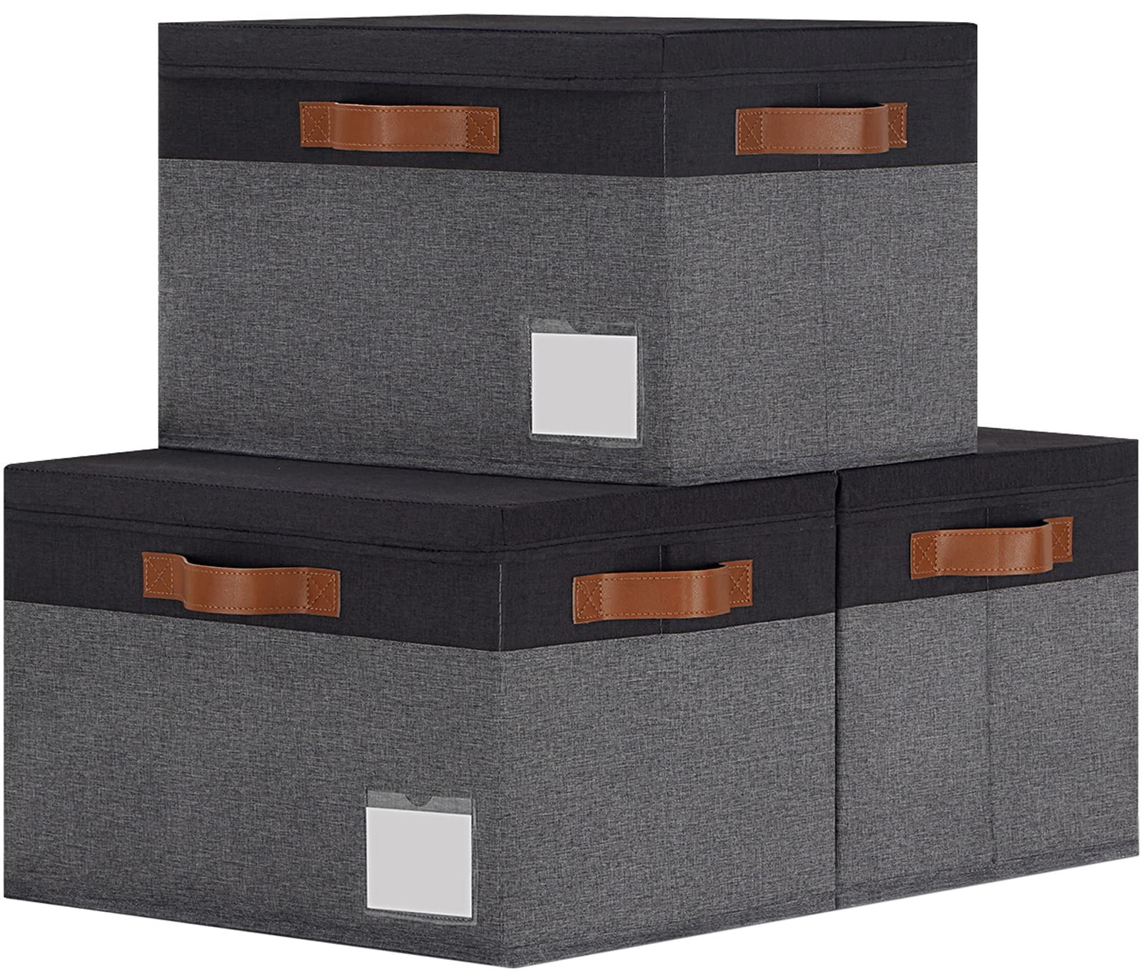 GhvyenntteS Fabric Storage Bins with Lids 3 Pack, Closet Storage Boxes with L...