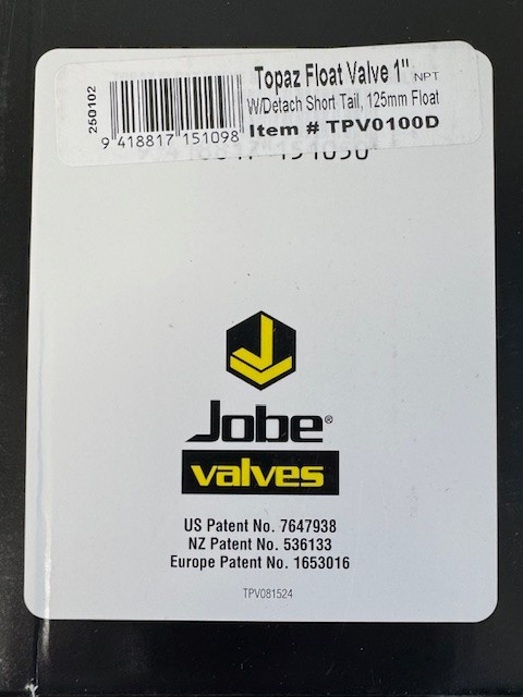 Jobe TPV0100D Topaz Float Valve with Detachable Base - NOS
