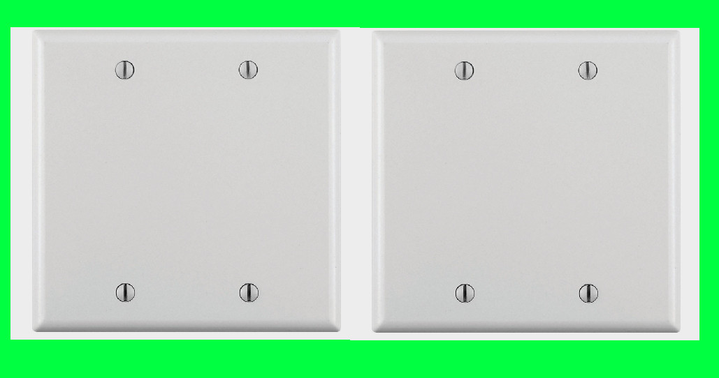 Set/ 2 LEVITON WHITE Plastic Blank 2 Gang WALL PLATE COVER 4-1/2 in. H 88025-000