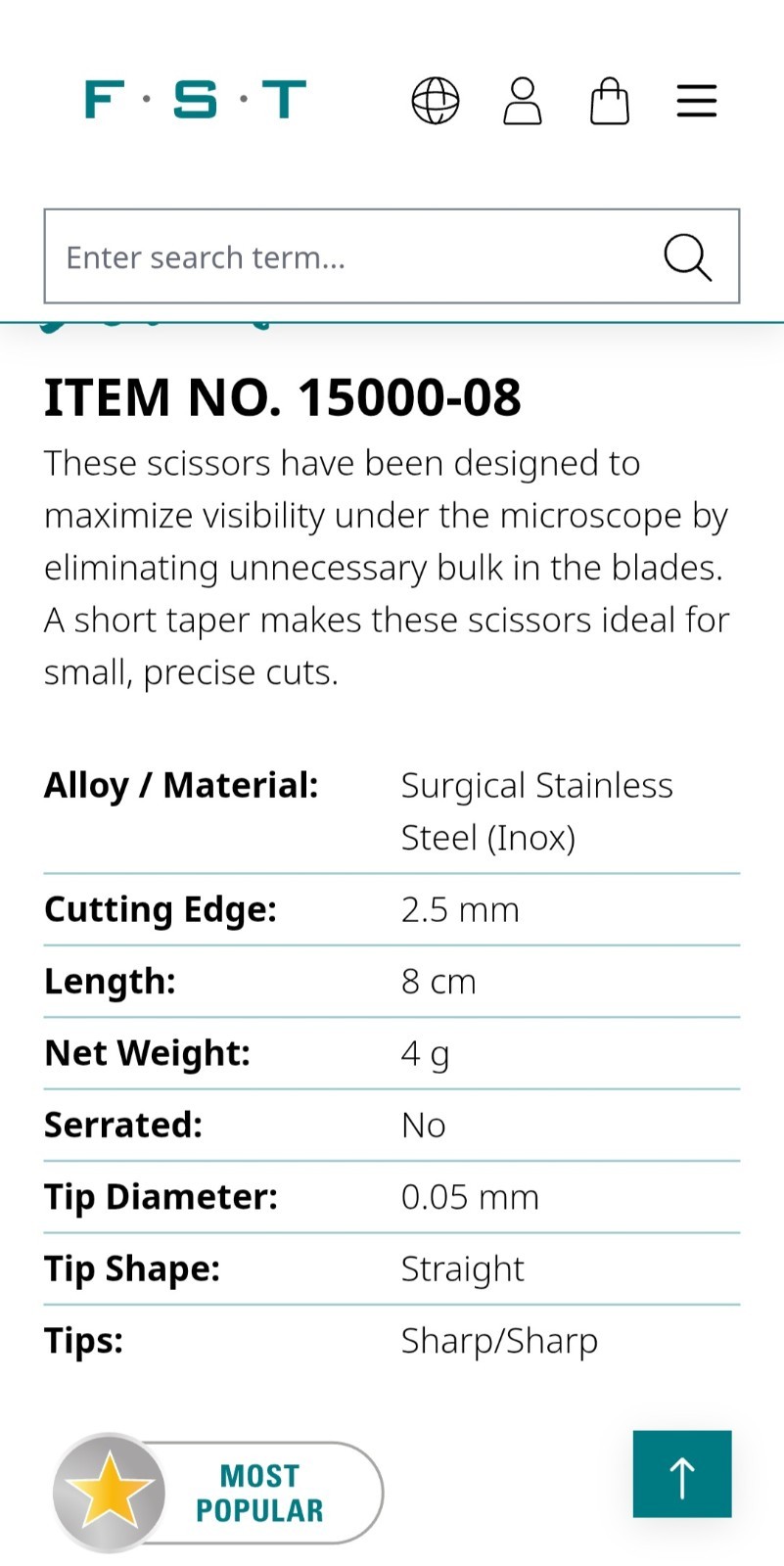 fine science tools #15000-8 spring scissors