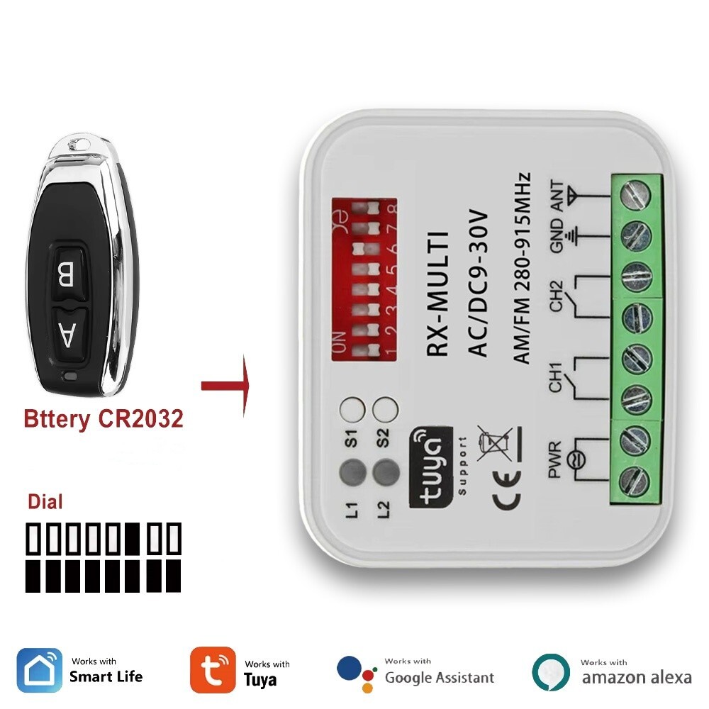 Tuya Smart WiFi Motor Switch Module 85-250V 2CH 433/868mhz universal Receiver
