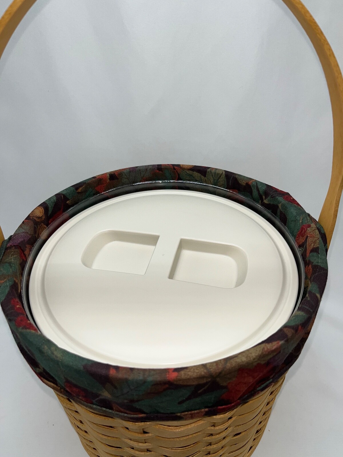 Longaberger Ice Bucket Basket Set Lid Insert Protector Falling Leaves Liner 2003