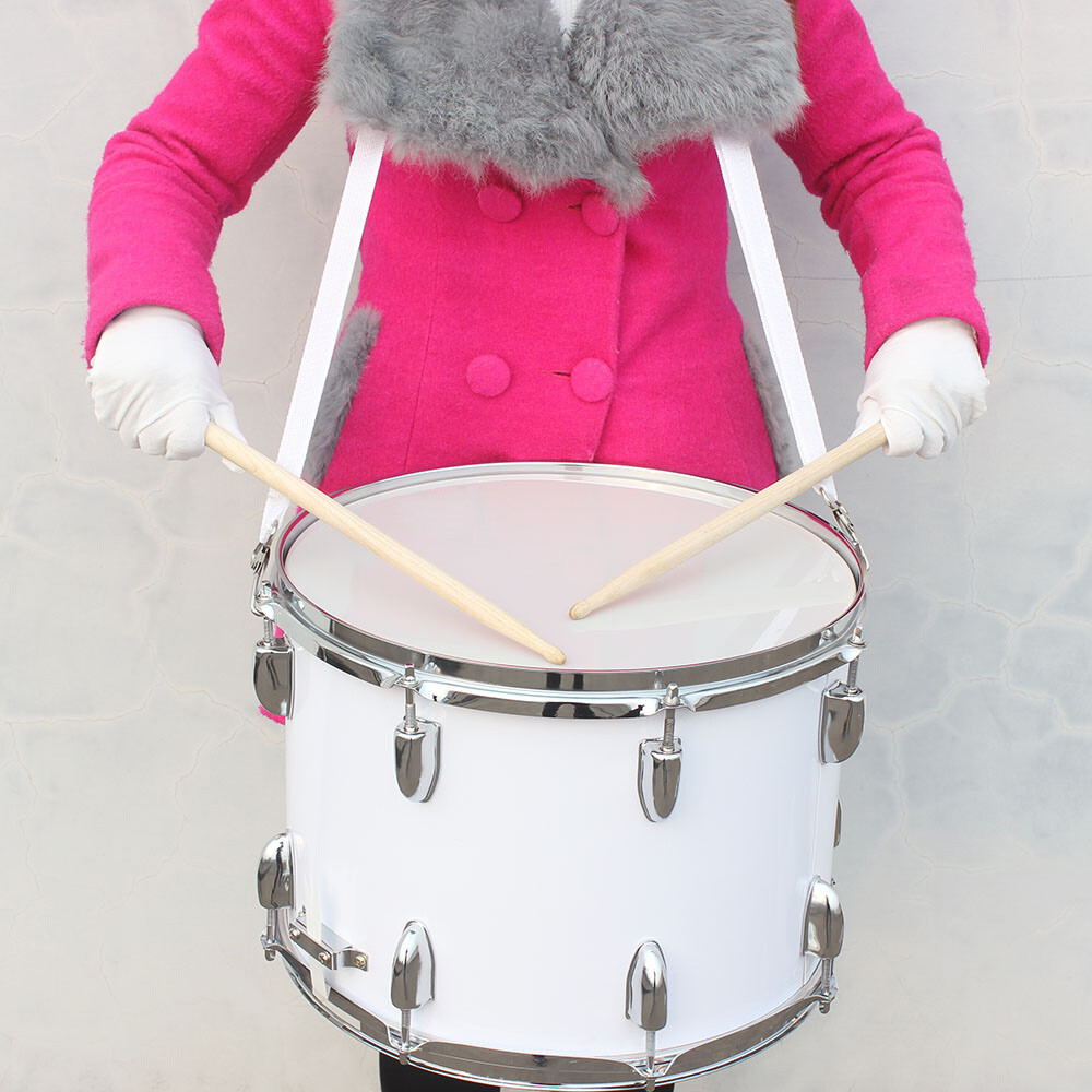 14 x10inch Marching Drum Drumsticks Key Strap White