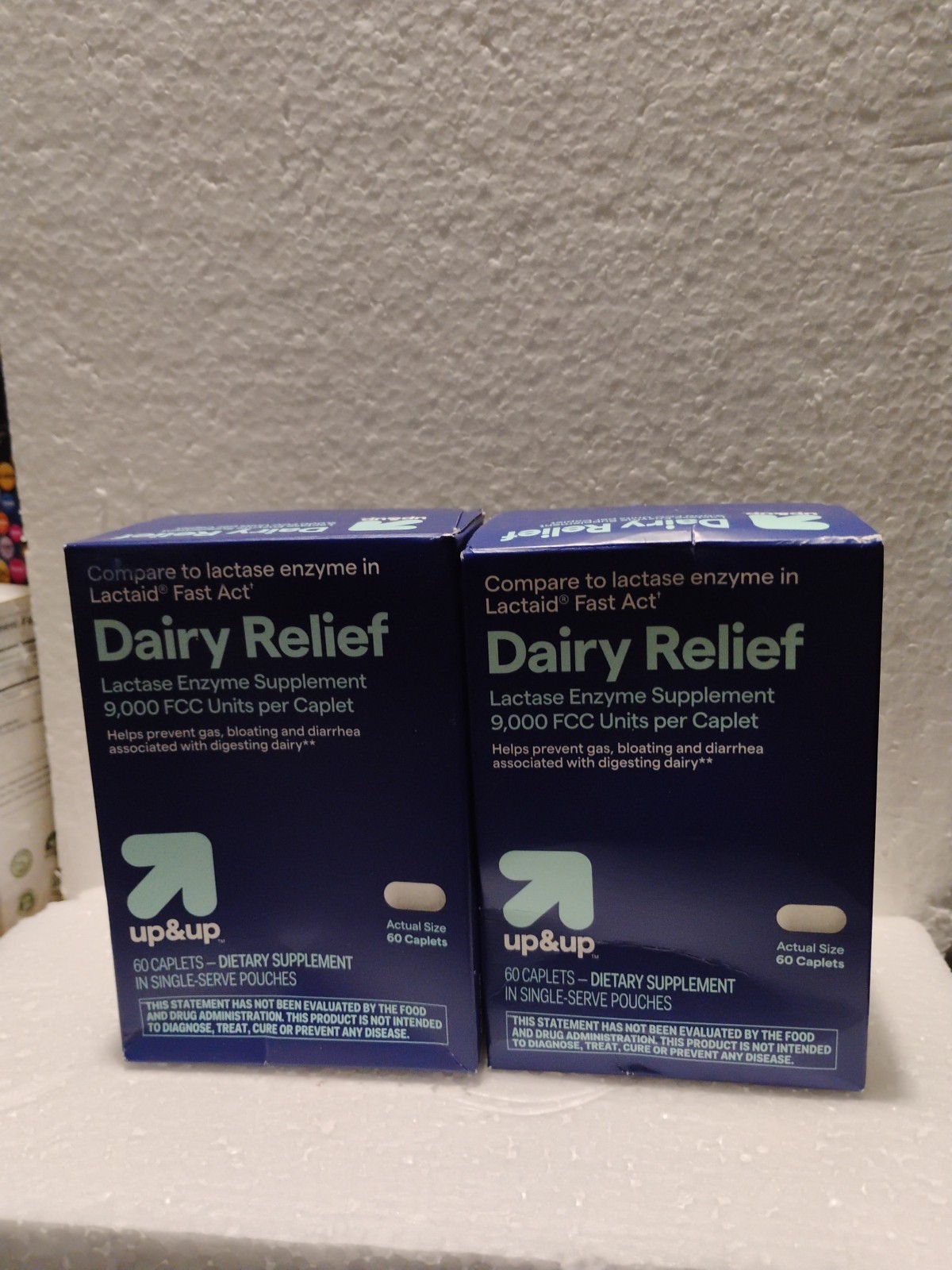 Pair  Up & Up Dairy Relief Lactase Enzyme  60Ct Caplets Exp 06/27