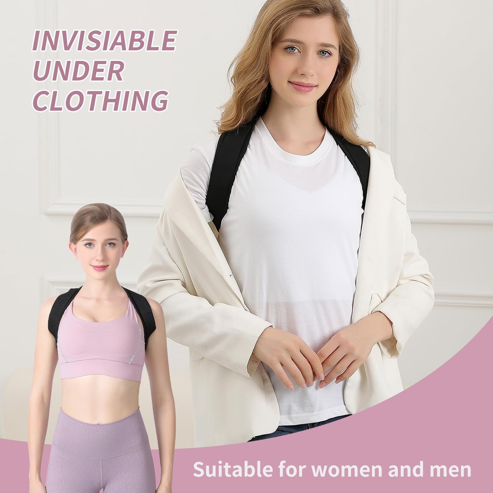 Alsoay Posture Corrector for Women and Men, Back Brace Adjustable Upper Postu...