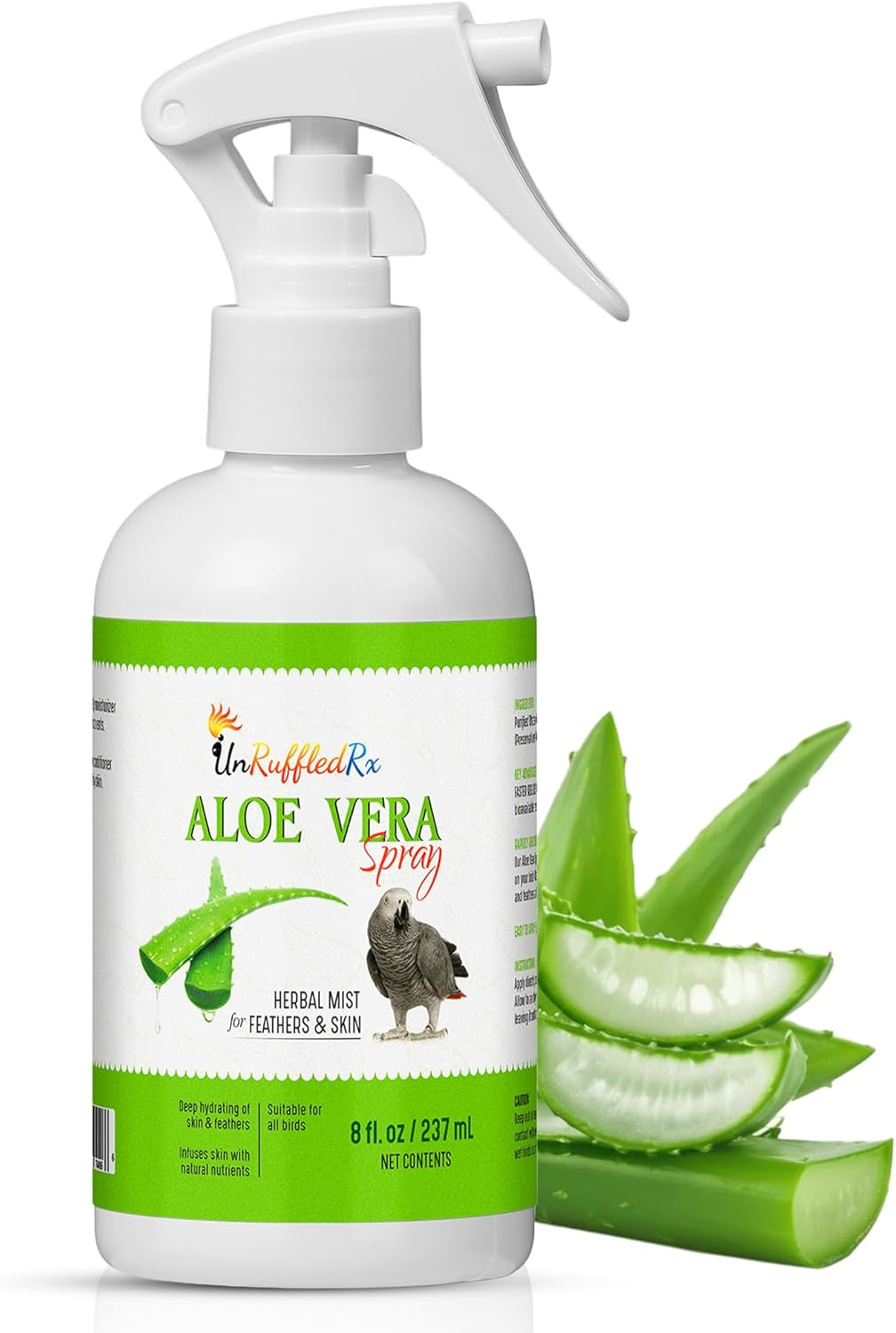 Aloe Vera Bird Spray for All Birds – Soothes Itchy Skin & Feather Plucking – 8Oz