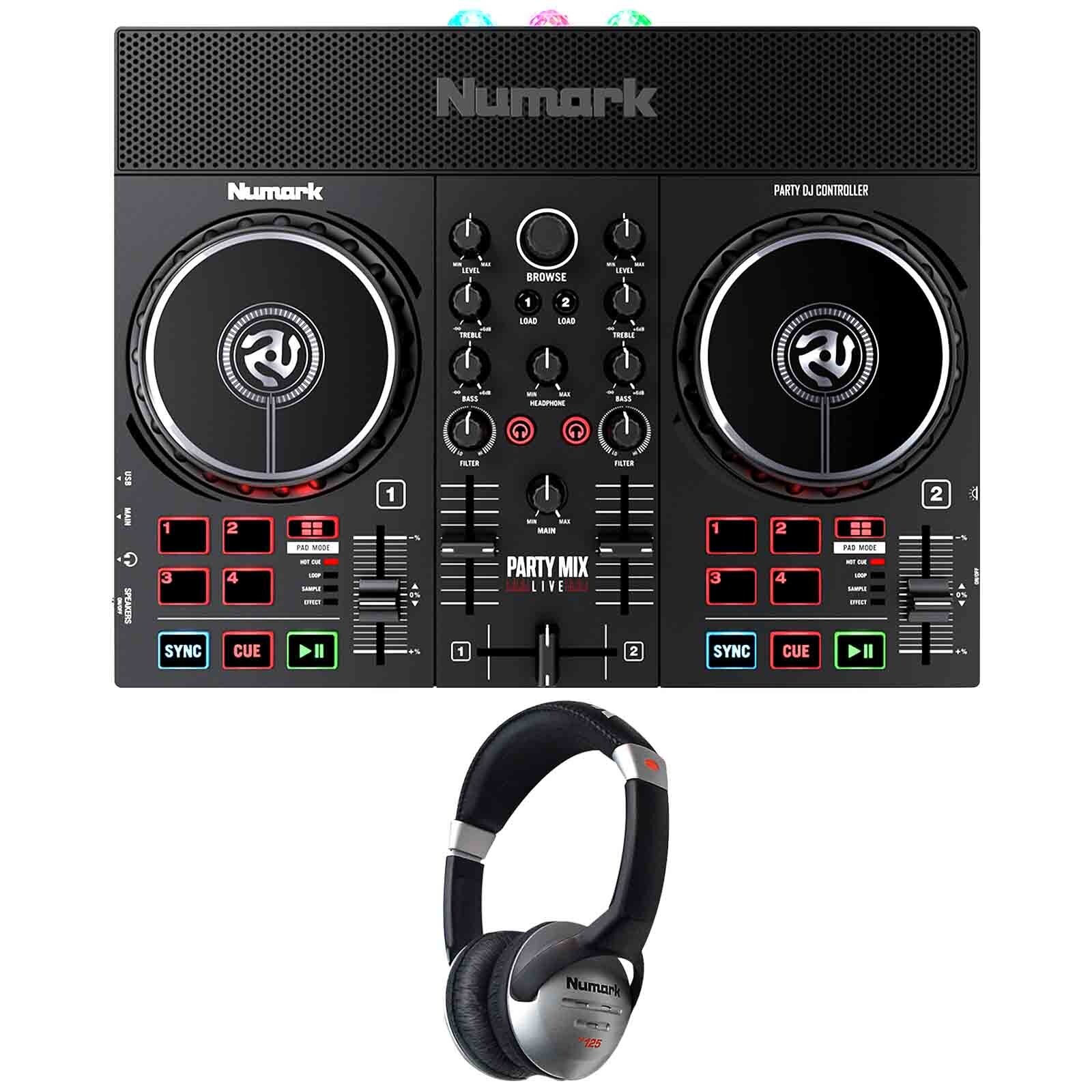 Numark Party Mix Live Built In Light Show & Speakers DJ Controller w Headphones