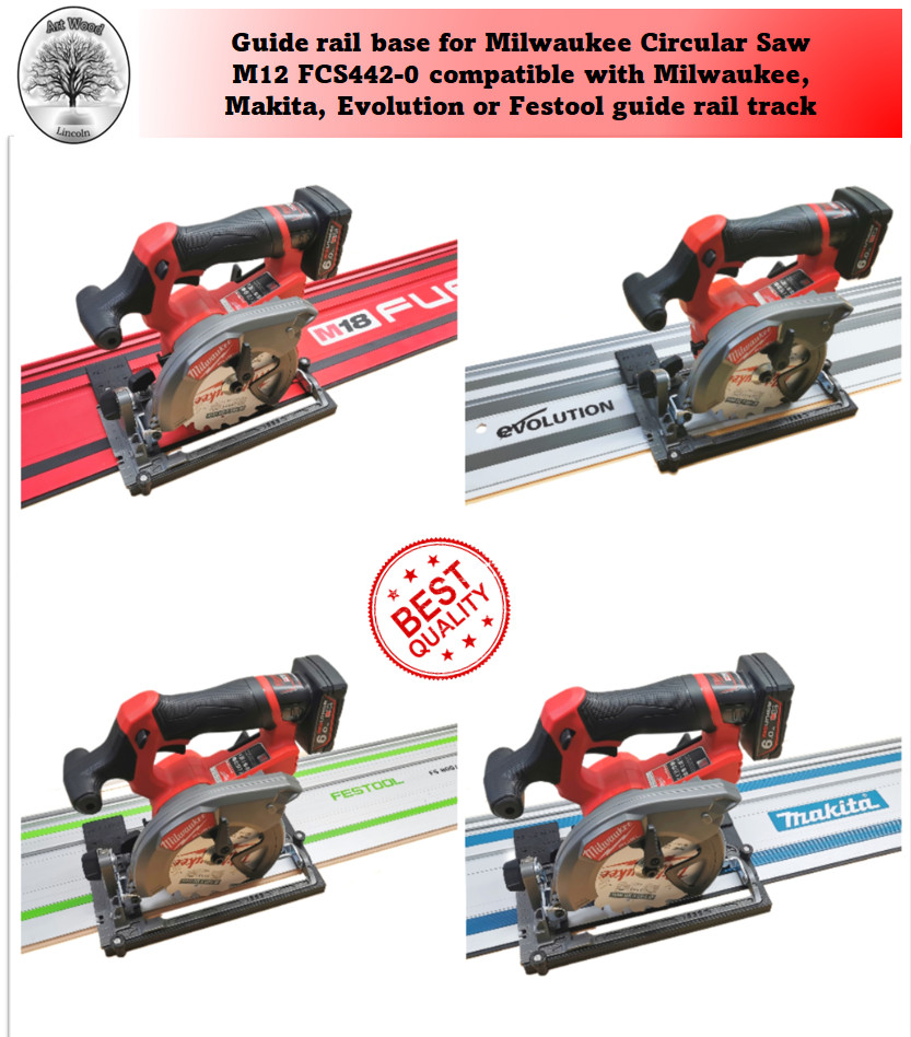 Milwaukee M12 FCS442-0 2521-20 Adaptor base Circular Saw Fuel guide rail track