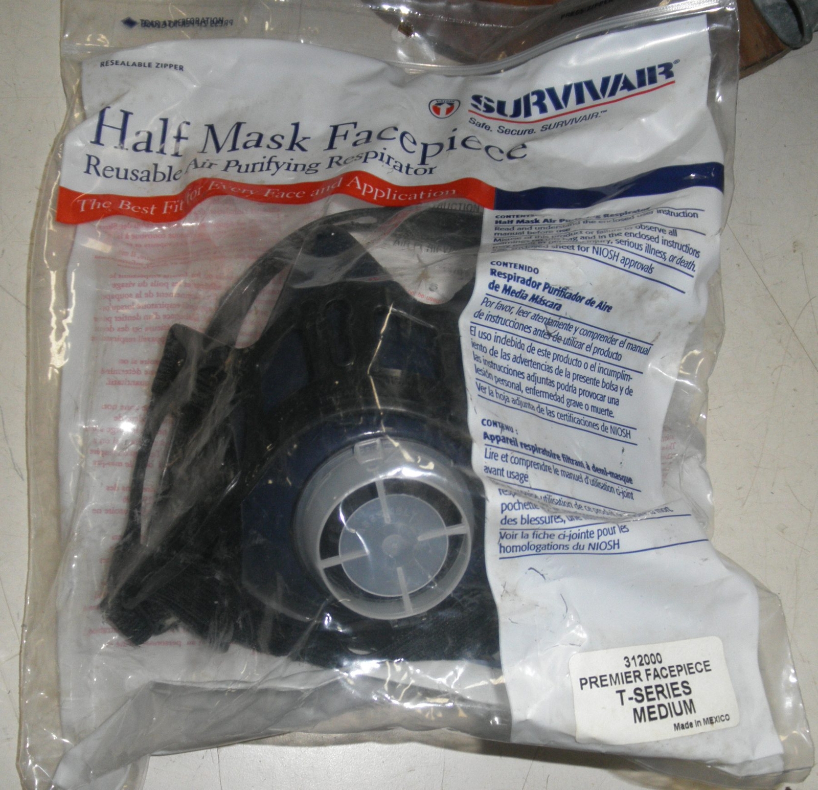 4240-01-268-6637 Survivair® Respirator Facepiece 312000 Premier T-Series Medi...