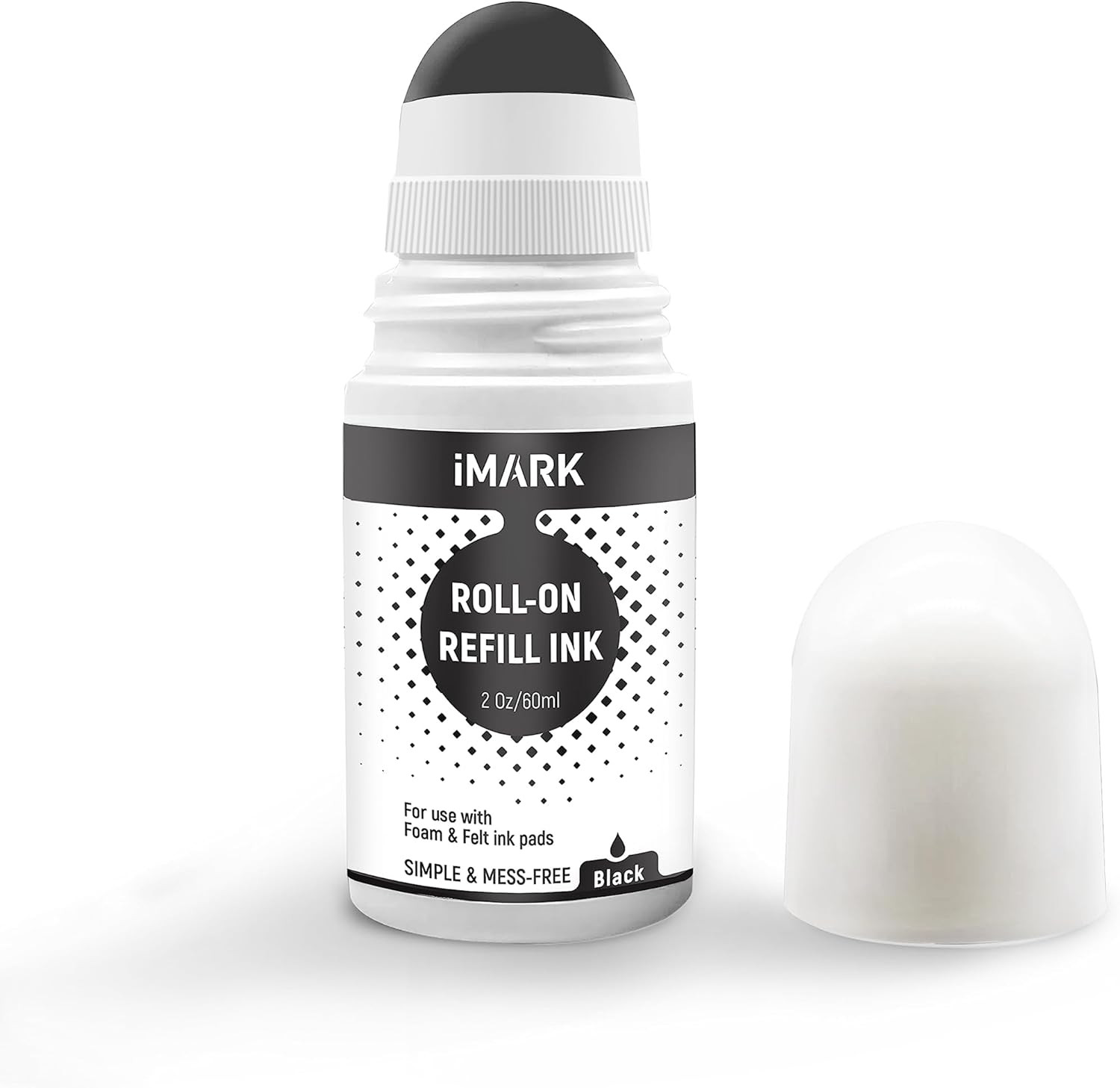 Premium Roll-On Ink Refill for Foam and Felt Stamp Pads, 2 Oz (Black)