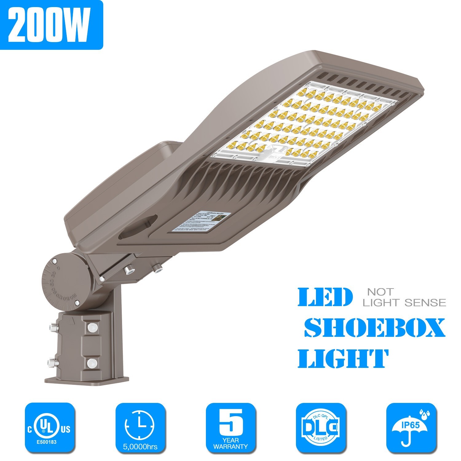 200W LED Shoebox Area Light Commercial Parking Lot Street Lighting 5000K Outdoor